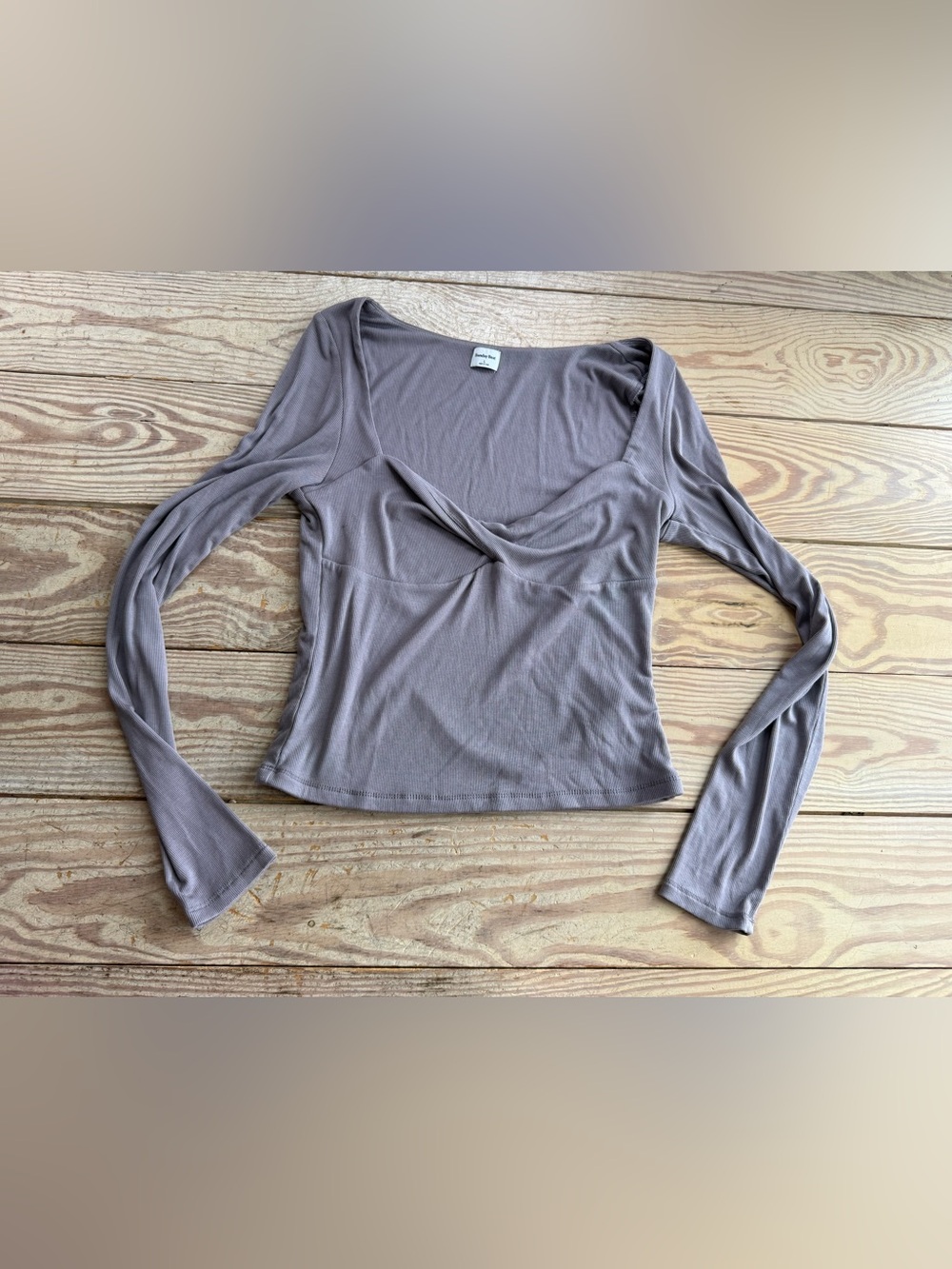 Sunday Best Long Sleeve Ribbed Twist Front Top Size L
